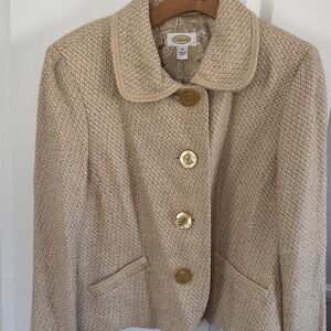 Talbots Textured Cream Blazer with large Button Accents